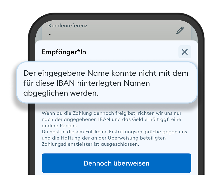Hinweismeldung der Empfängerüberprüfung